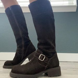 Brown suede boots